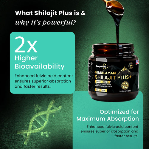 Beepwell Natural Himalayan Shilajit Resin – Rich In Fulvic Acid & Trace Minerals – With Ashwagandha & Black Pepper – Natural Endurance & Vitality Supplement – 40g (50 Servings)