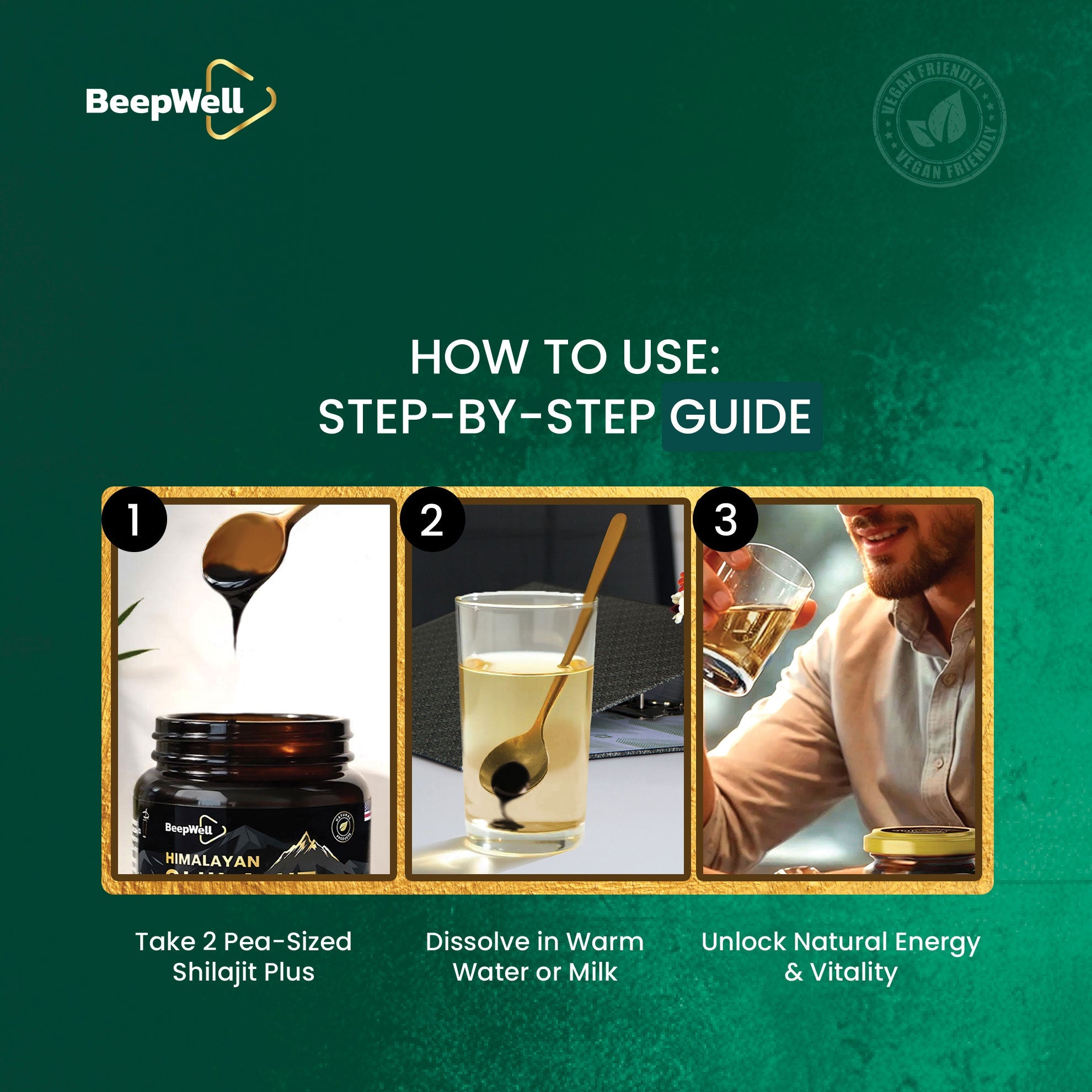 Beepwell Natural Himalayan Shilajit Resin – Rich In Fulvic Acid & Trace Minerals – With Ashwagandha & Black Pepper – Natural Endurance & Vitality Supplement – 40g (50 Servings)